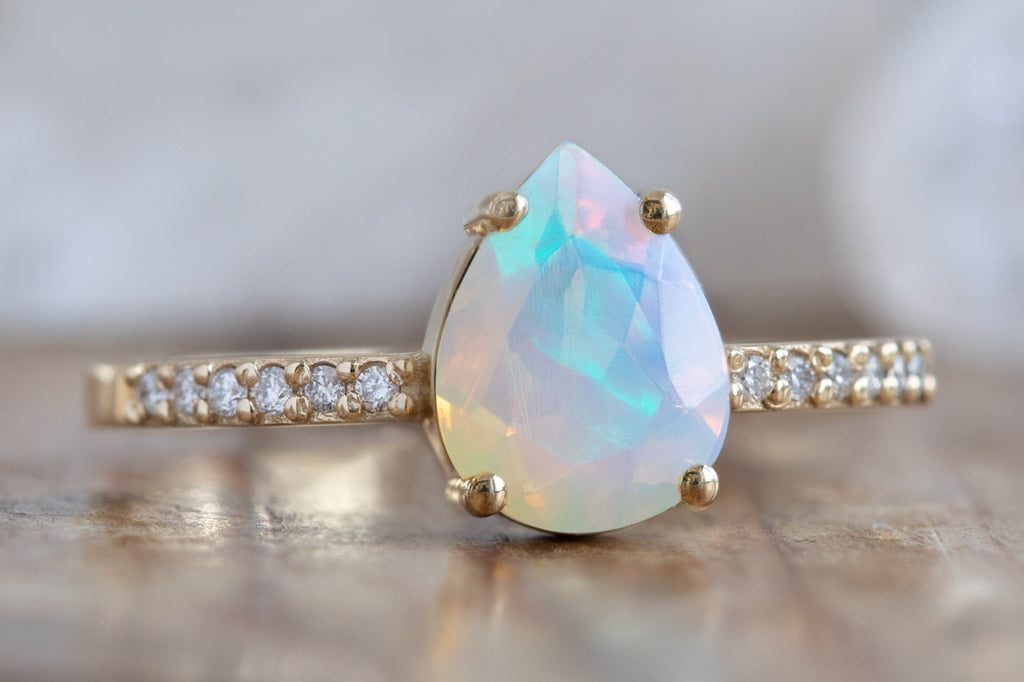 The Willow Ring with a Pear-Cut Opal