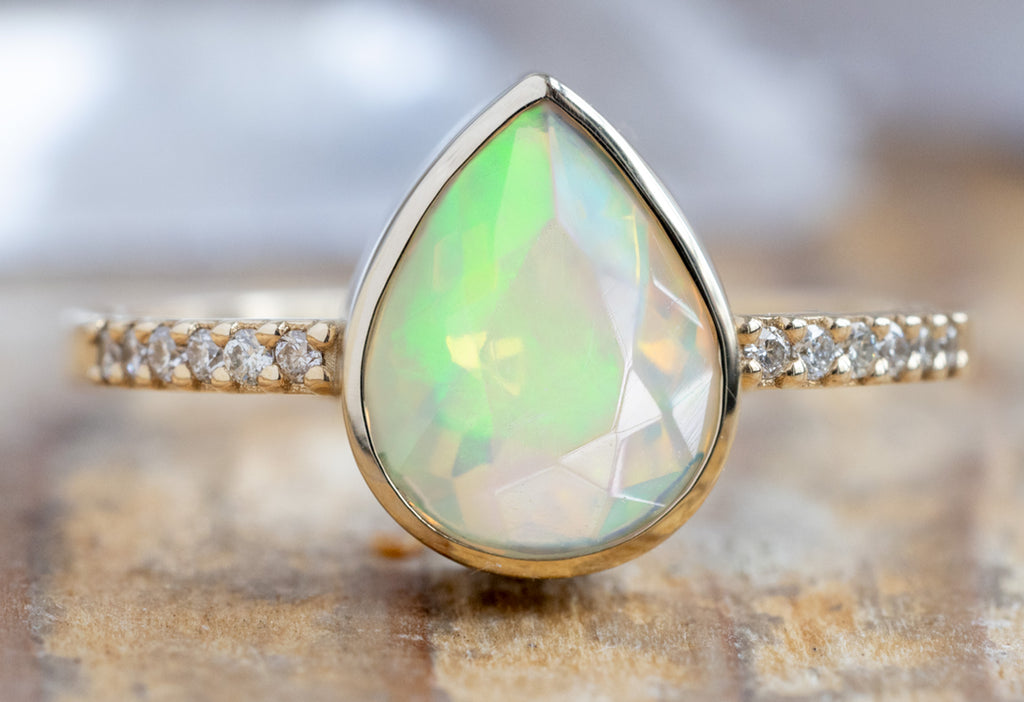 The Willow Ring with a Pear-Cut Opal