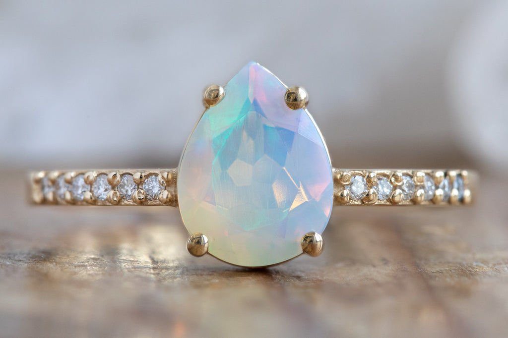The Willow Ring with a Pear-Cut Opal