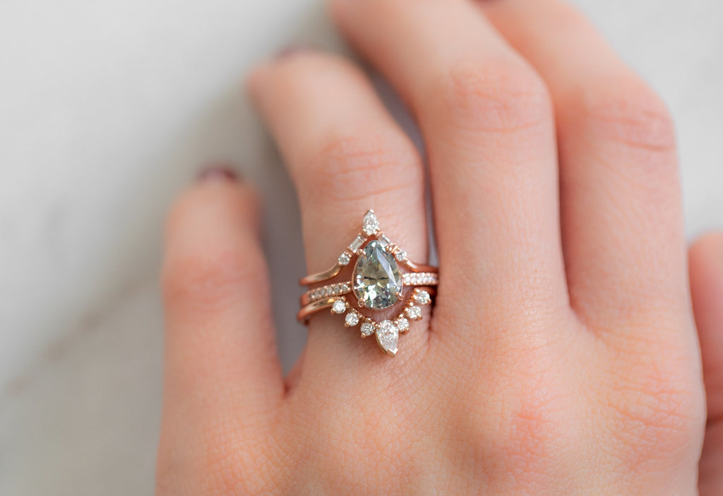 The Willow Ring with a Pear Cut Sapphire
