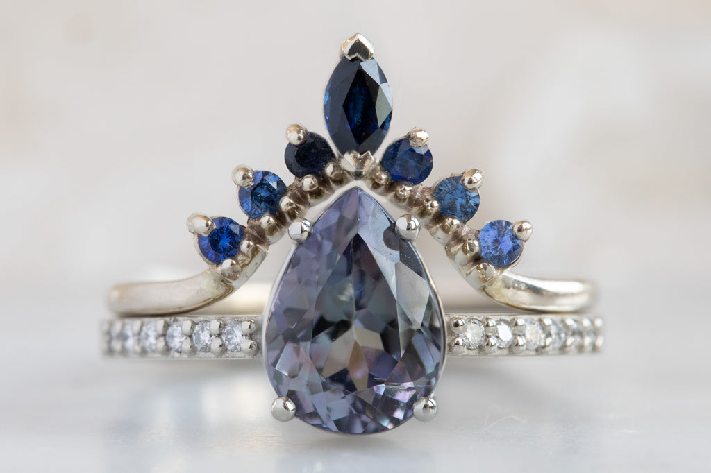 The Willow Ring with a Pear-Cut Tanzanite With Stacking Band