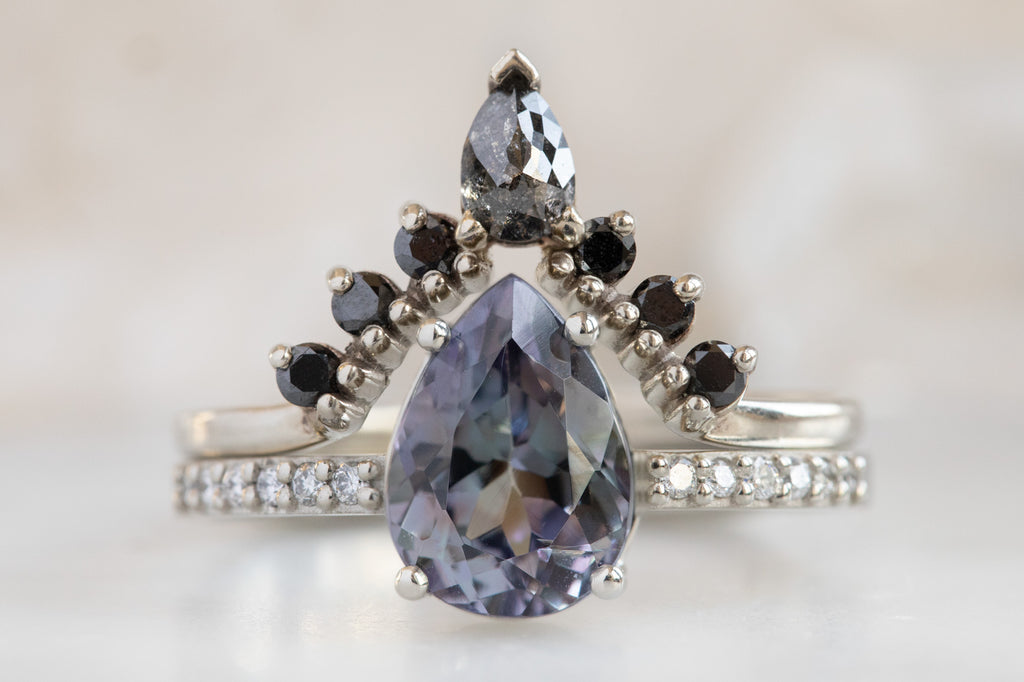 The Willow Ring with a Pear-Cut Tanzanite With Stacking Band