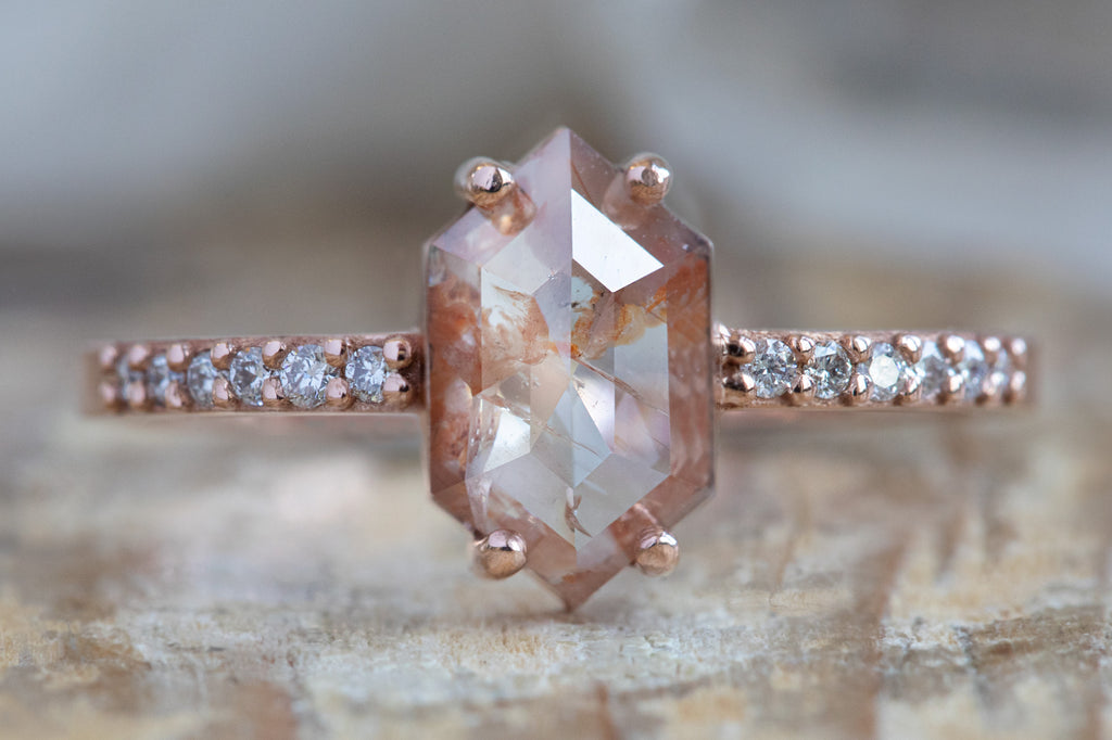 The Willow Ring with a Red Hexagon Diamond