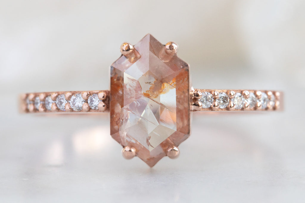 The Willow Ring with a Red Hexagon Diamond