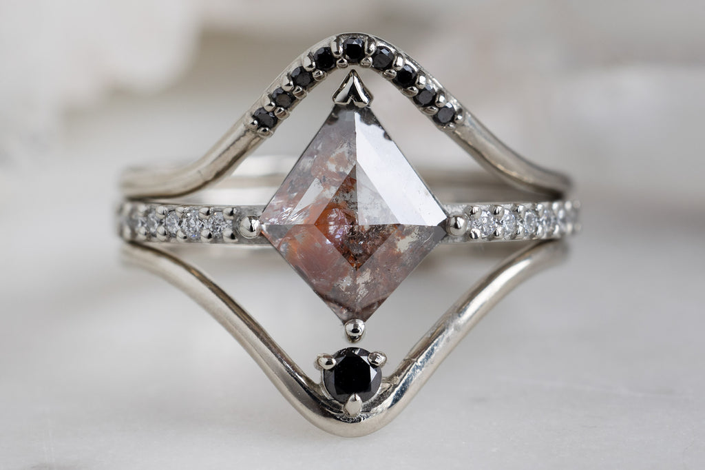The Willow Ring with a Red Kite Diamond with Stacking Bands