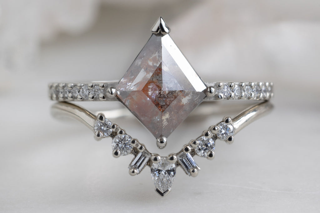 The Willow Ring with a Red Kite Diamond with Stacking Band