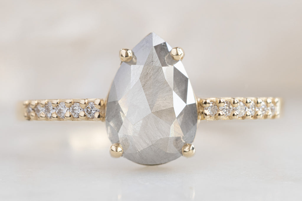 The Willow Ring with a Rose-Cut Opalescent Grey Diamond