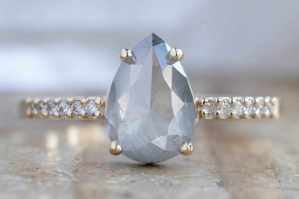 The Willow Ring with a Rose-Cut Opalescent Grey Diamond