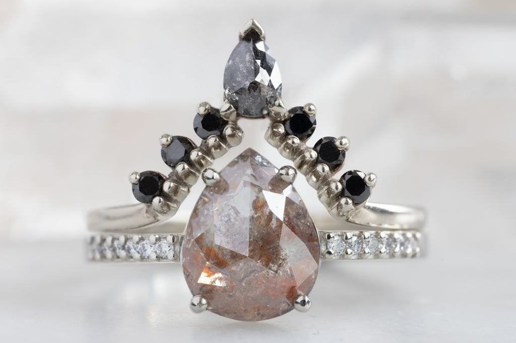 The Willow Ring with a Rose-Cut Red Diamond with Stacking Band