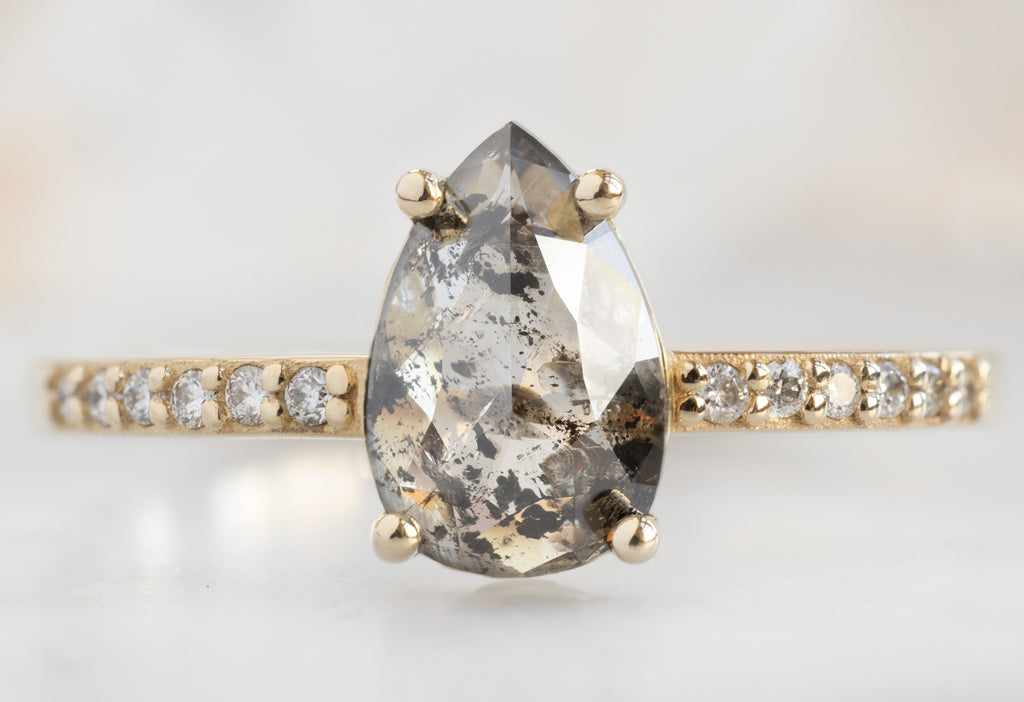 The Willow Ring with a Rose-Cut Salt and Pepper Diamond