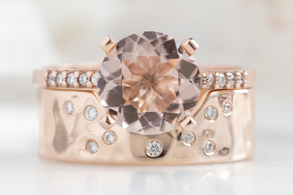 The Willow Ring with a Round-Cut Morganite with Stacking Band