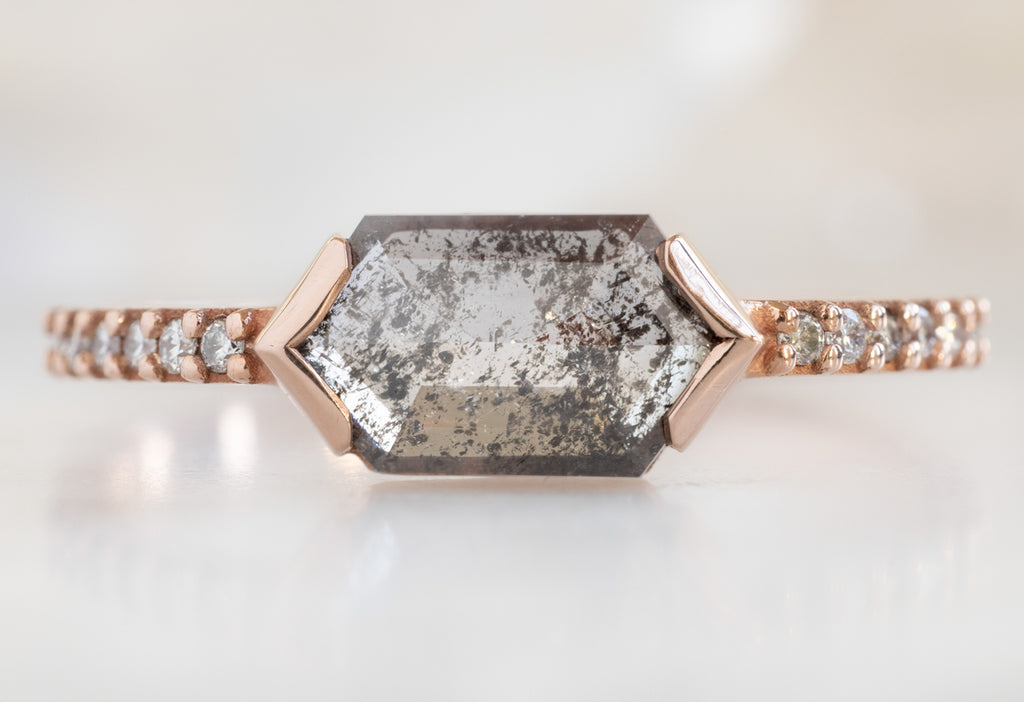 The Willow Ring with a Salt and Pepper Hexagon Diamond