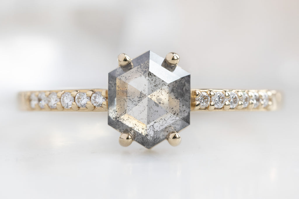 The Willow Ring with a Salt and Pepper Hexagon Diamond