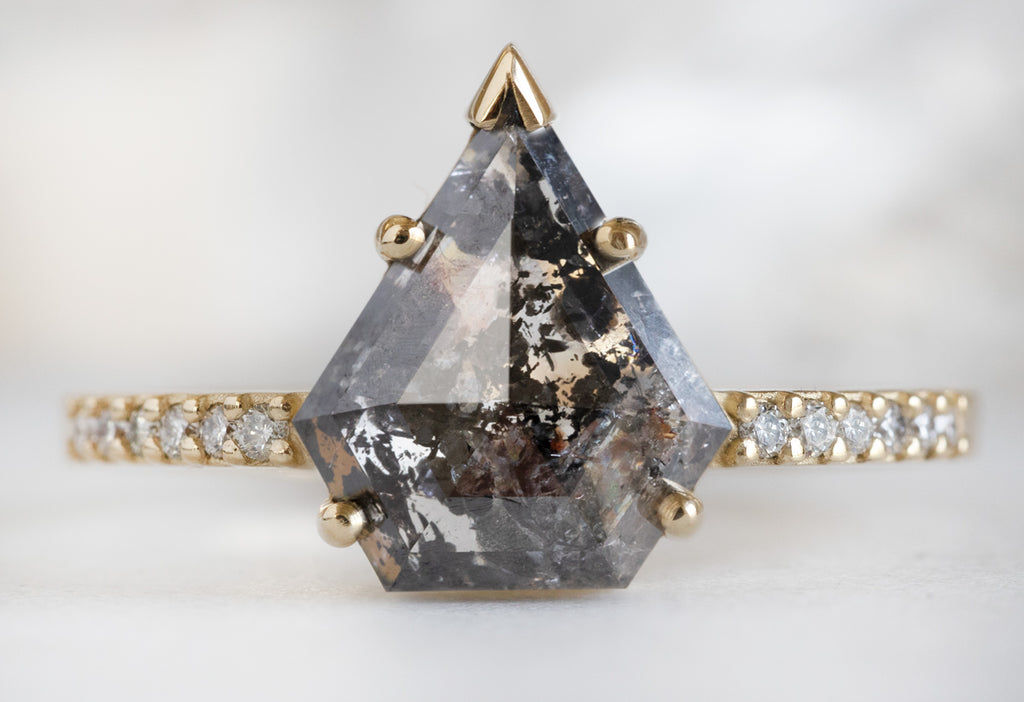 The Willow Ring with a Shield-Cut Black Diamond