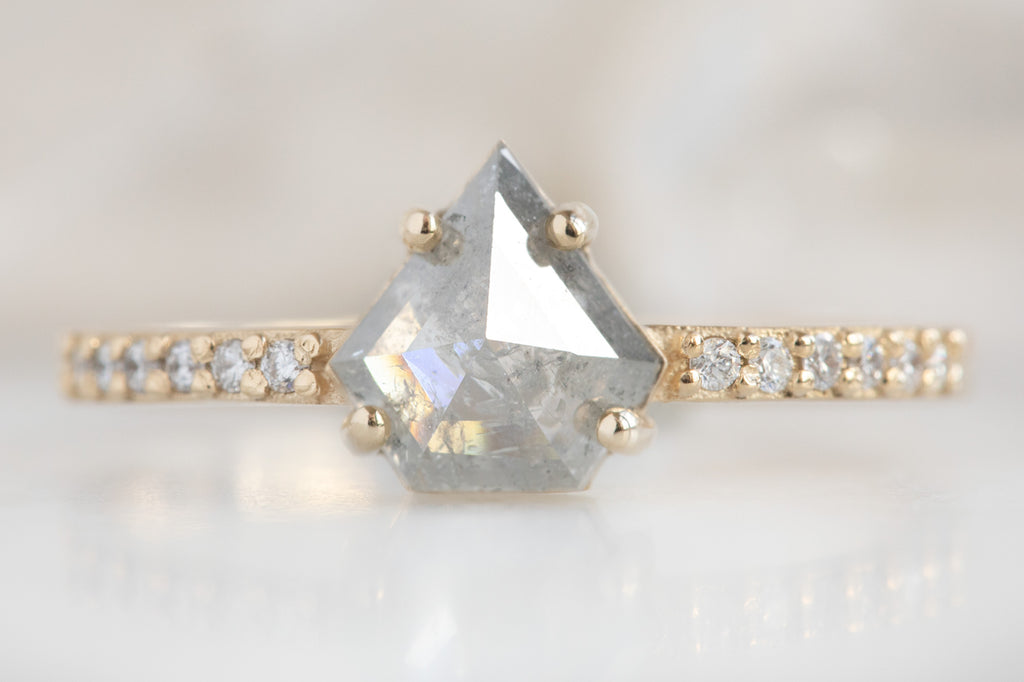 The Willow Ring with a Shield-Cut Grey Diamond