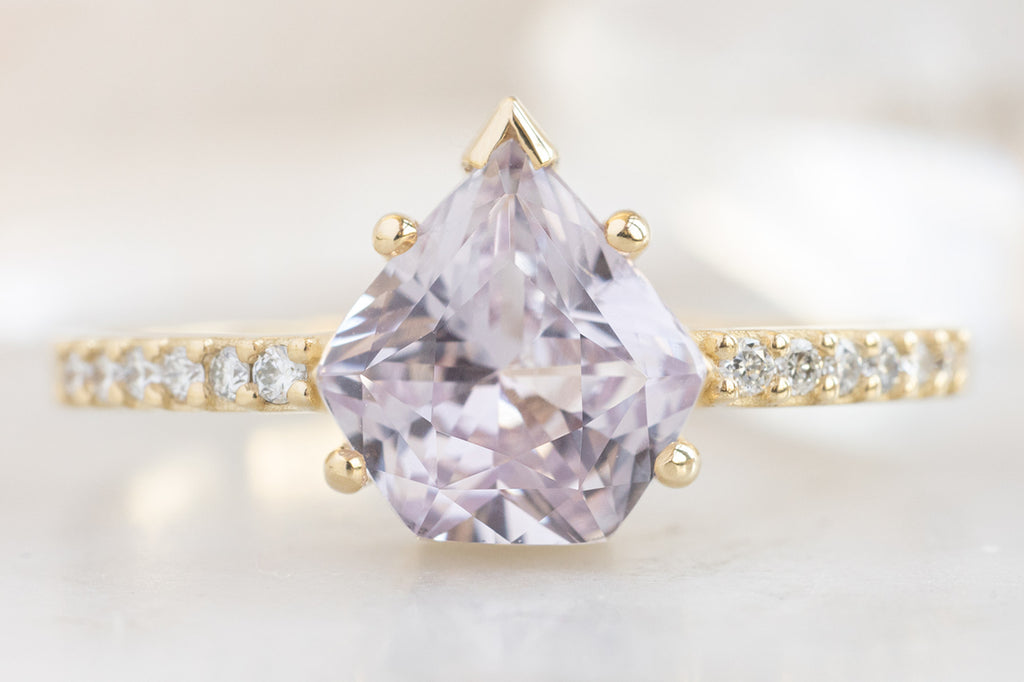 The Willow Ring with a Shield-Cut Lilac Sapphire