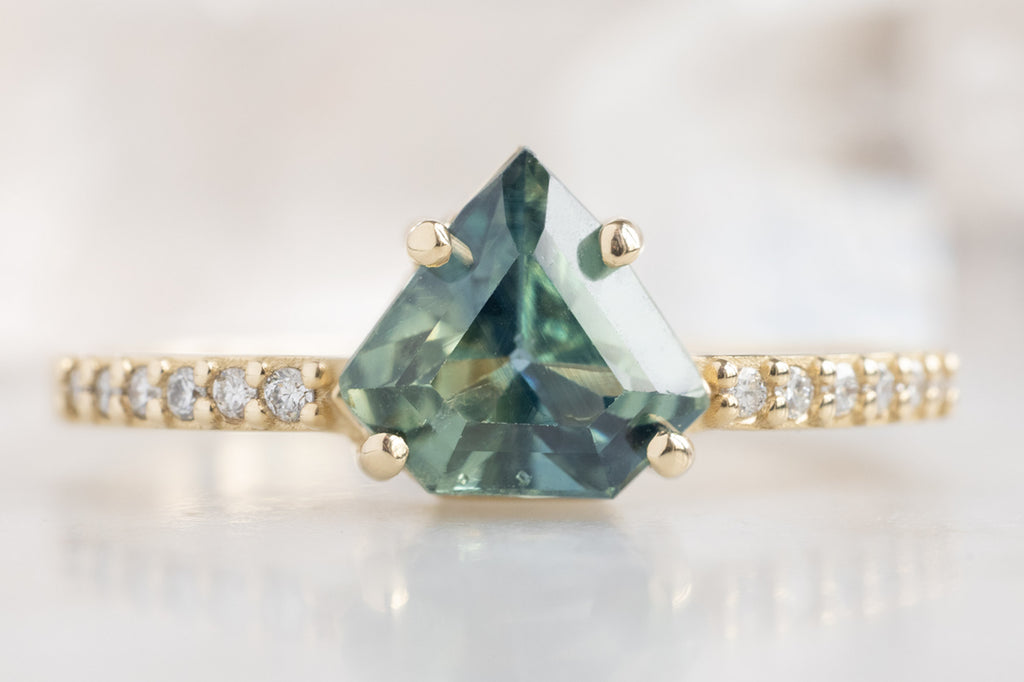 The Willow Ring with a Shield-Cut Montana Sapphire