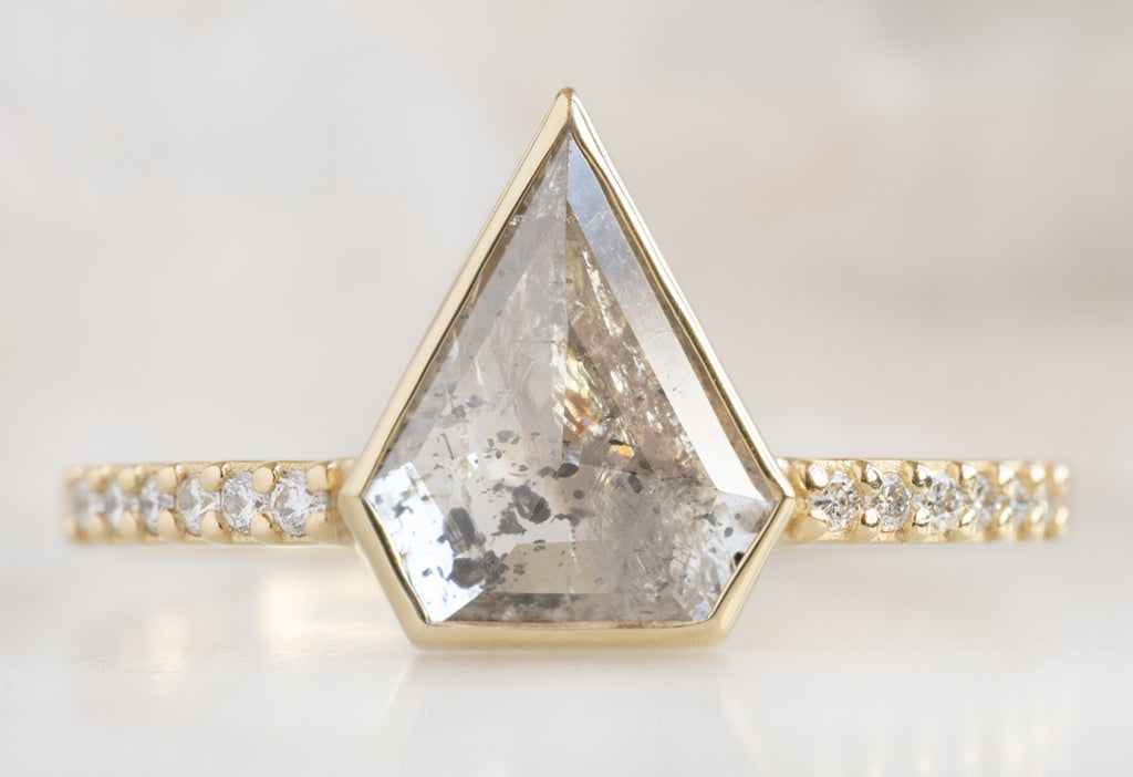 The Willow Ring with a Shield-Cut Salt and Pepper Diamond
