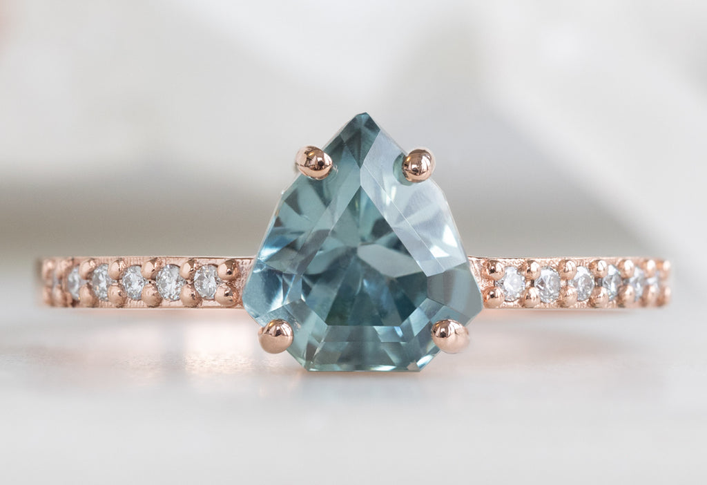 The Willow Ring with a Shield-Cut Sapphire