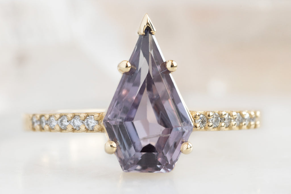 The Willow Ring with a Shield-Cut Violet Sapphire