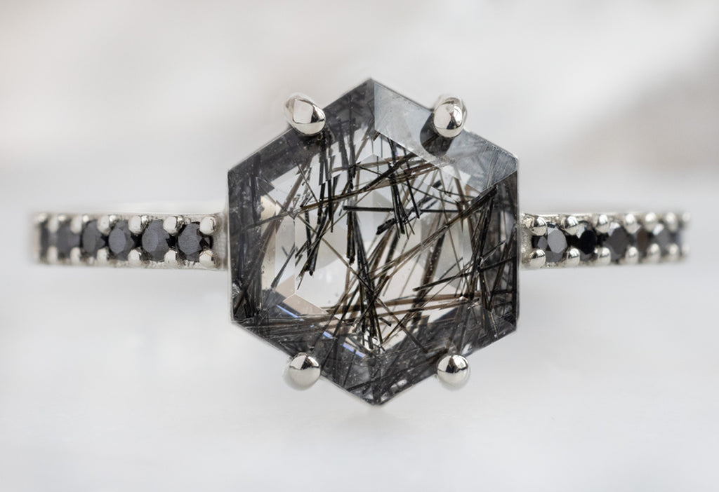 The Willow Ring with a Tourmaline In Quartz Hexagon