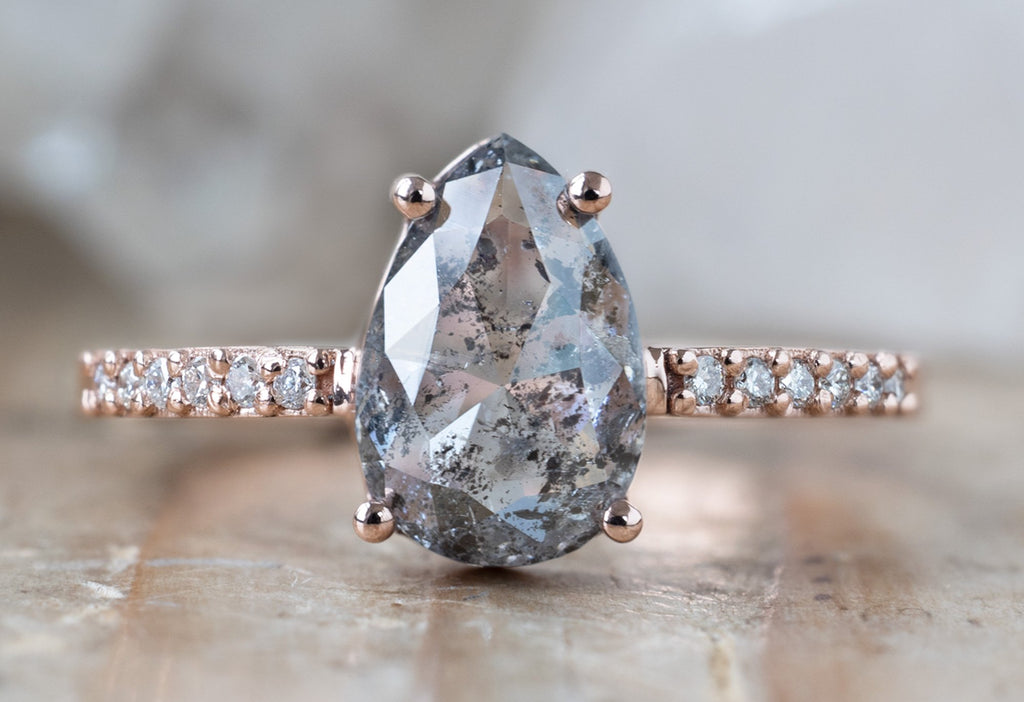 The Willow Ring with a Rose-Cut Salt and Pepper Diamond