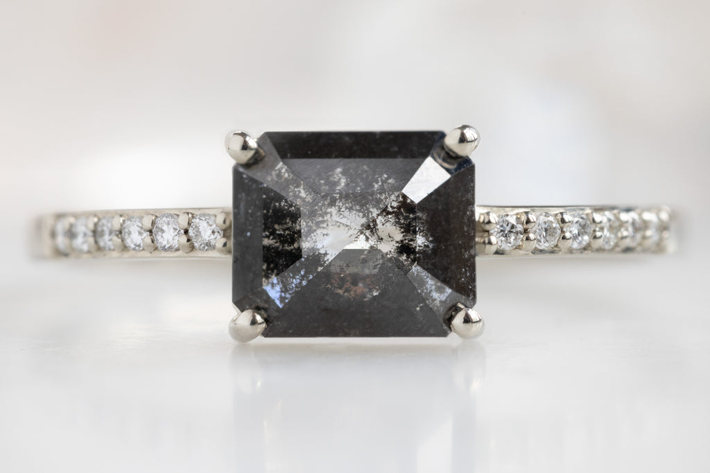 The Willow Ring with an Emerald-Cut Black Diamond