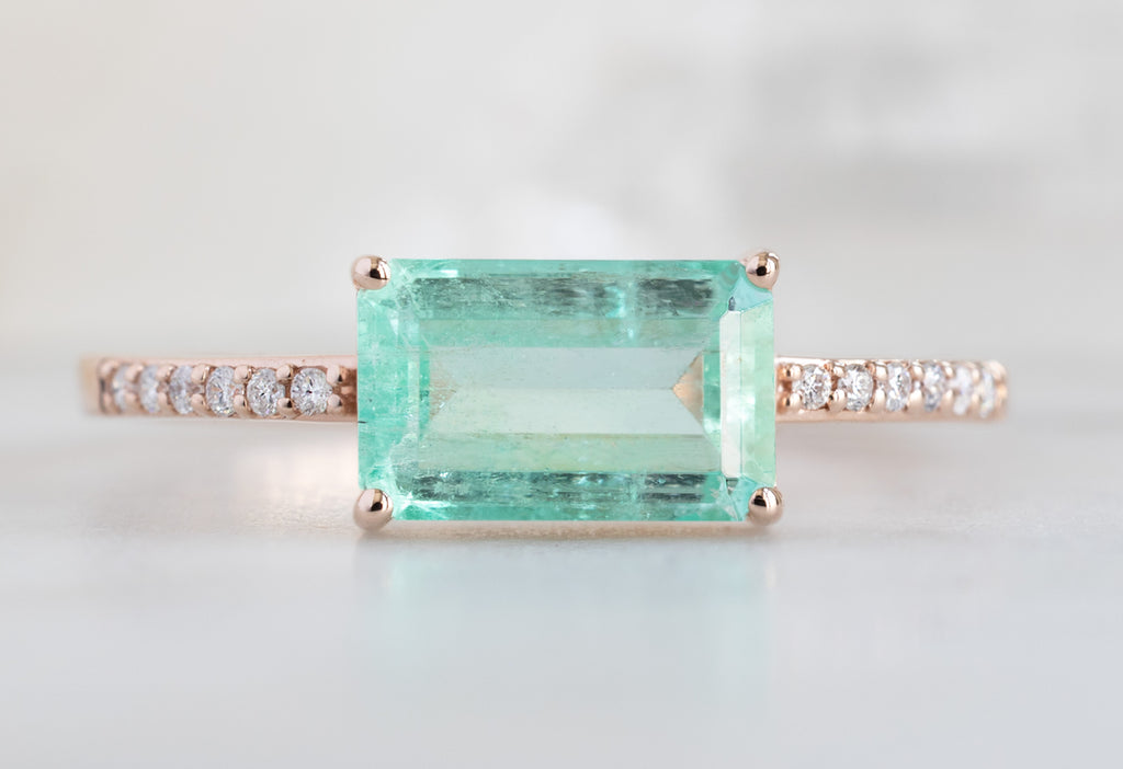 The Willow Ring with an Emerald Cut Emerald