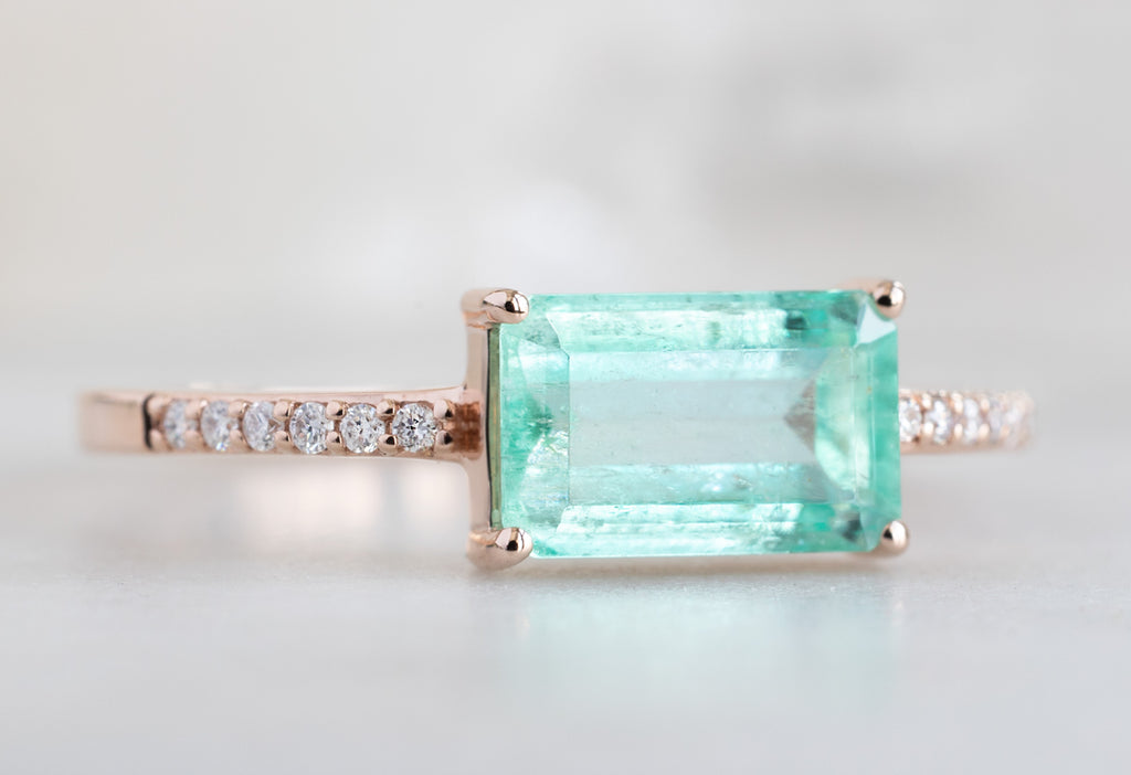 The Willow Ring with an Emerald Cut Emerald