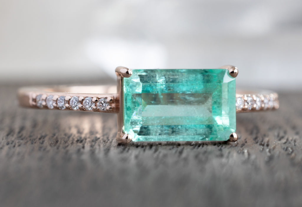 The Willow Ring with an Emerald Cut Emerald