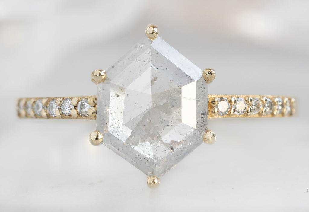 The Willow Ring with an Icy-White Hexagon Diamond