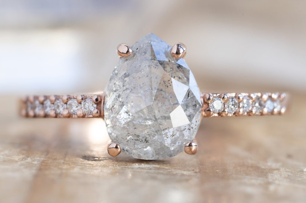 The Willow Ring with an Opalescent Grey Rose-Cut Diamond