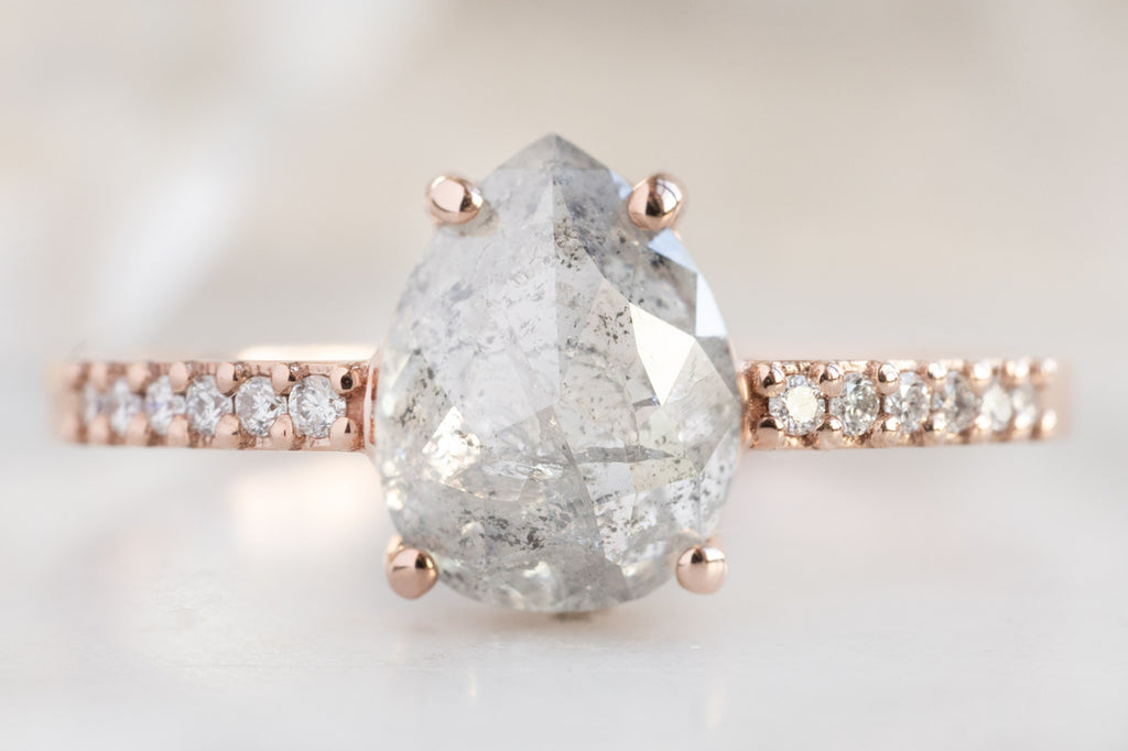 The Willow Ring with an Opalescent Grey Rose-Cut Diamond