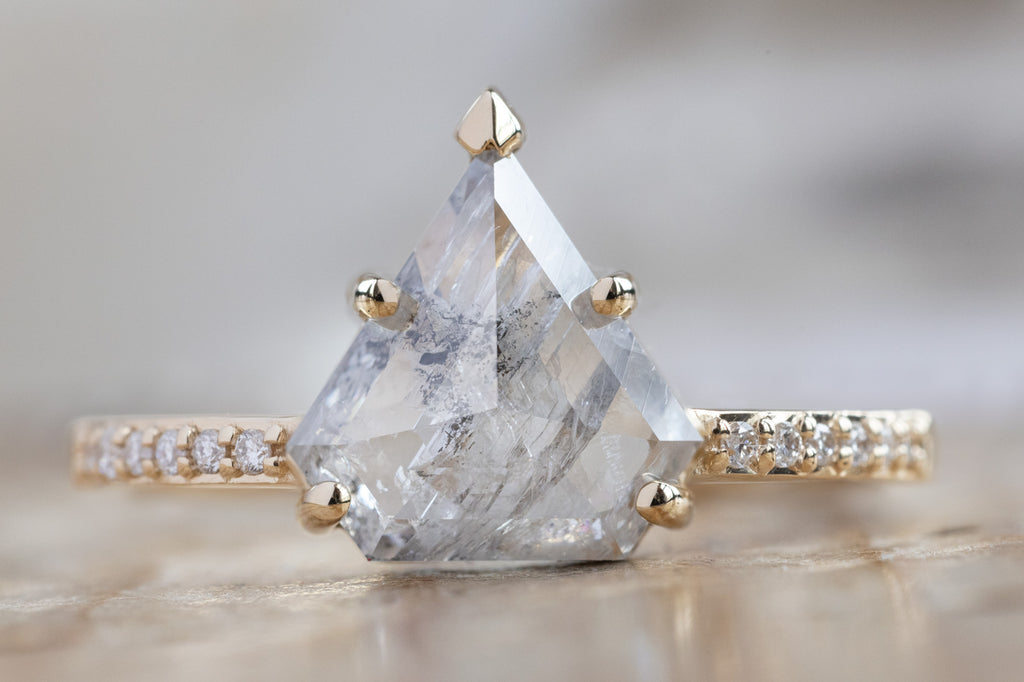 The Willow Ring with an Opalescent Shield-Cut Diamond