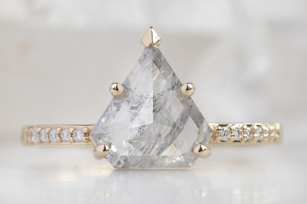 The Willow Ring with an Opalescent Shield-Cut Diamond
