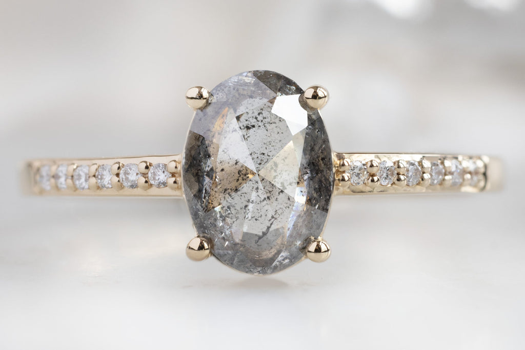 The Willow Ring with an Oval-Cut Salt and Pepper Diamond