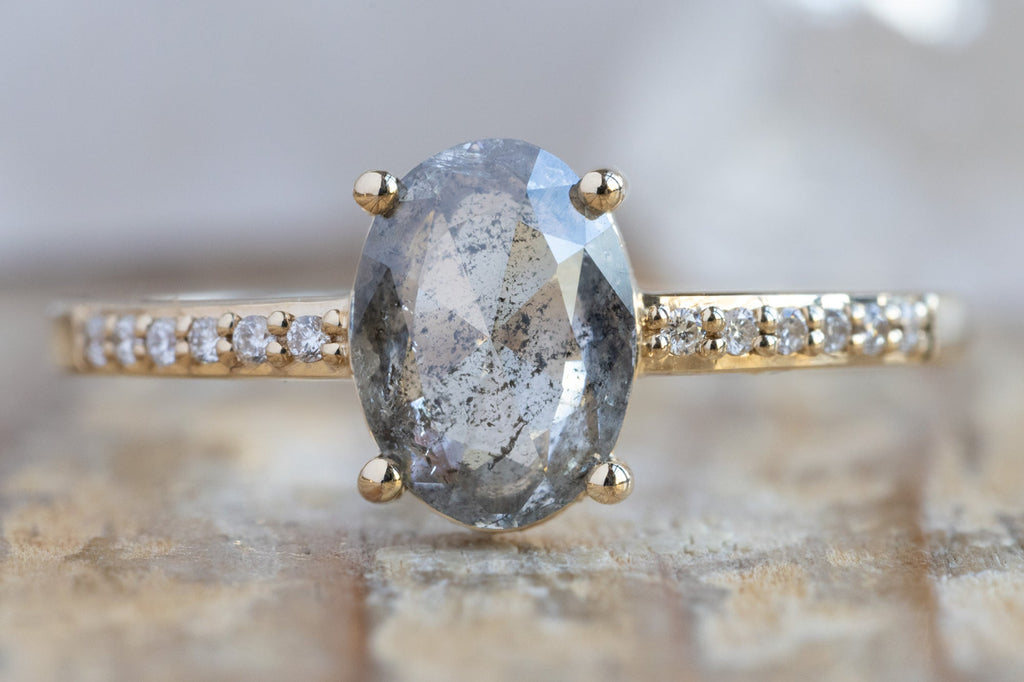 The Willow Ring with an Oval-Cut Salt and Pepper Diamond