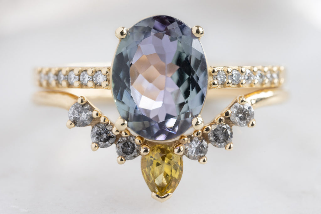 The Willow Ring with an Oval-Cut Tanzanite with Stacking Band