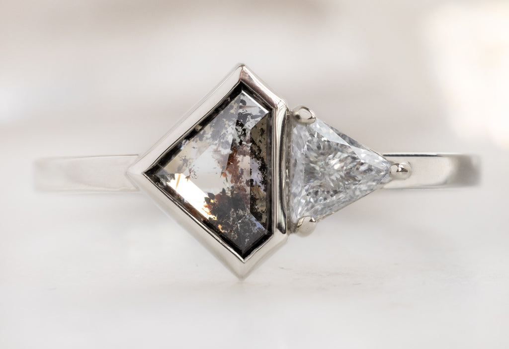 The You & Me Ring with a Black Shield + White Diamond