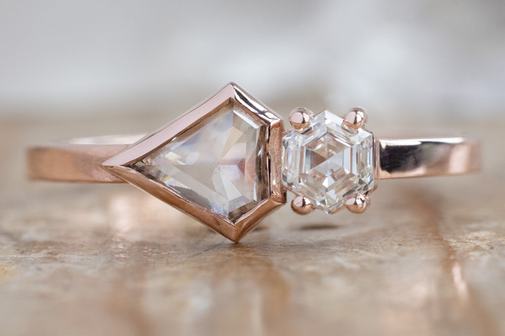 The You & Me Ring with a Red Shield + White Diamond