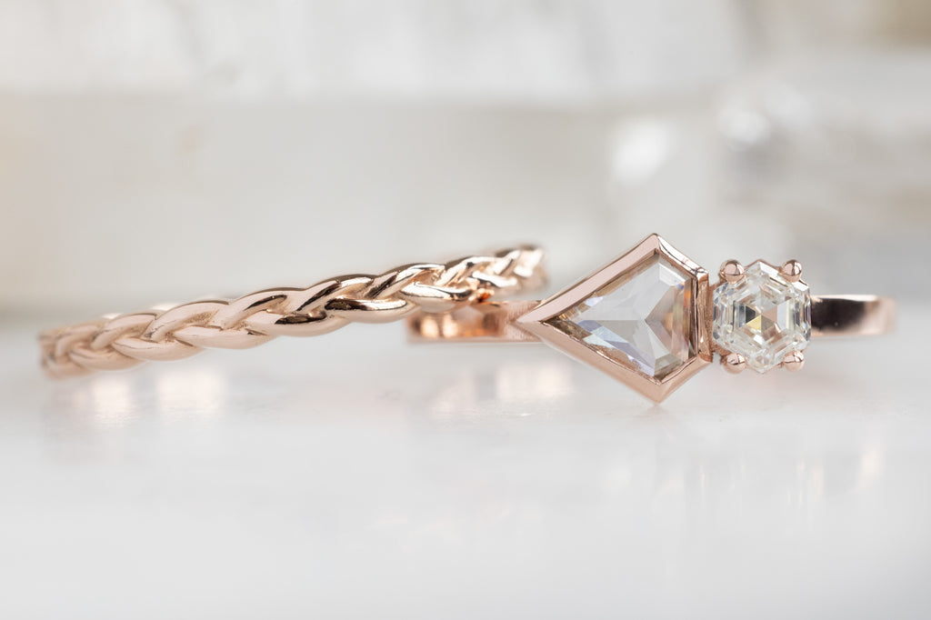 The You & Me Ring with a Red Shield + White Diamond with Stacking Band