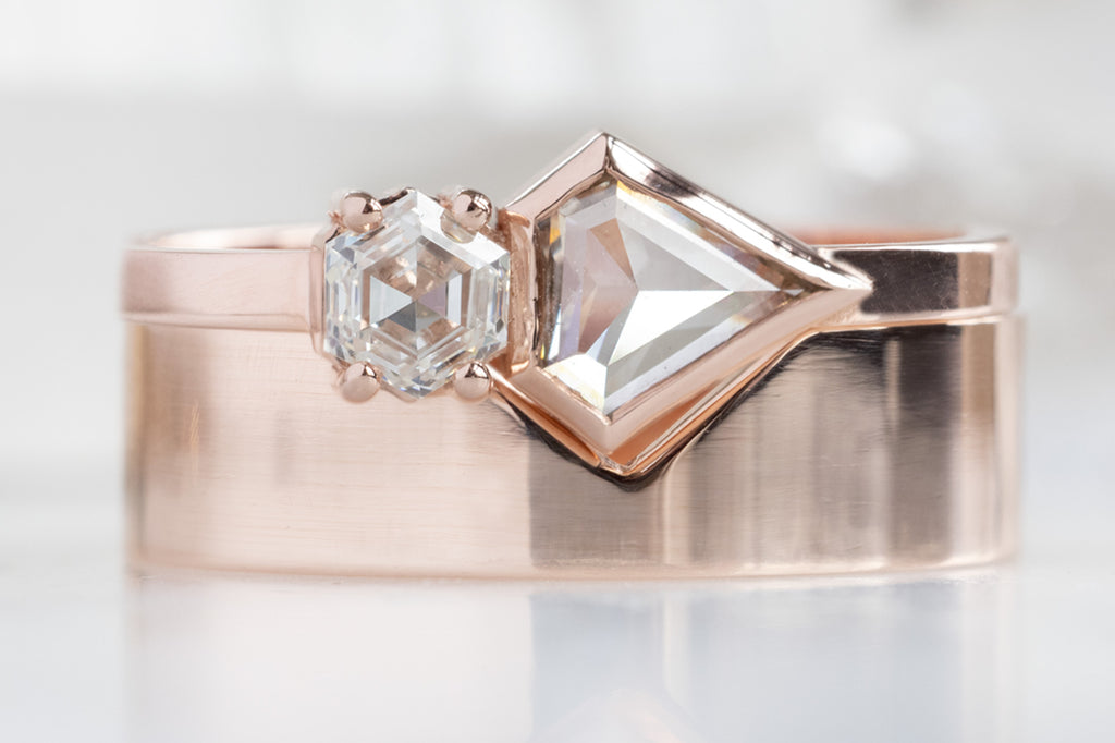 The You & Me Ring with a Red Shield + White Diamond with Stacking Band