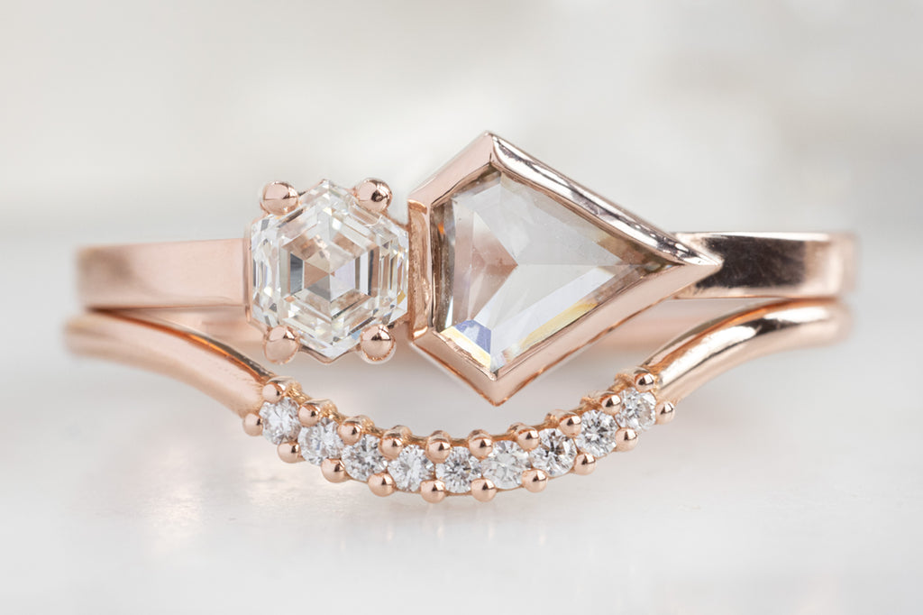 The You & Me Ring with a Red Shield + White Diamond with Stacking Band