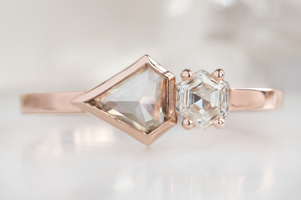 The You & Me Ring with a Red Shield + White Diamond