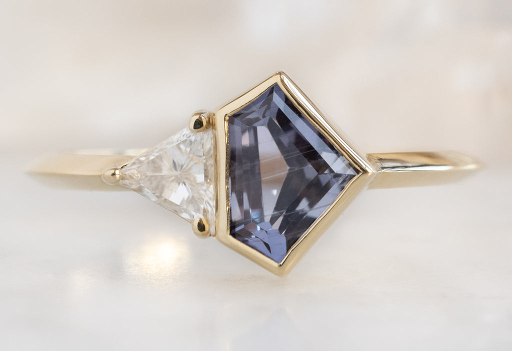 The You & Me Ring with a Violet Sapphire + White Diamond
