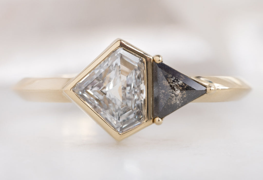 The You & Me Ring with a White Shield + Black Diamond