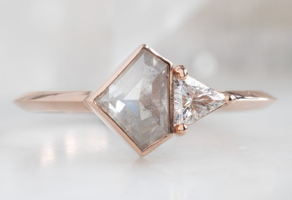 The You & Me Ring with an Opalescent Shield + White Diamond