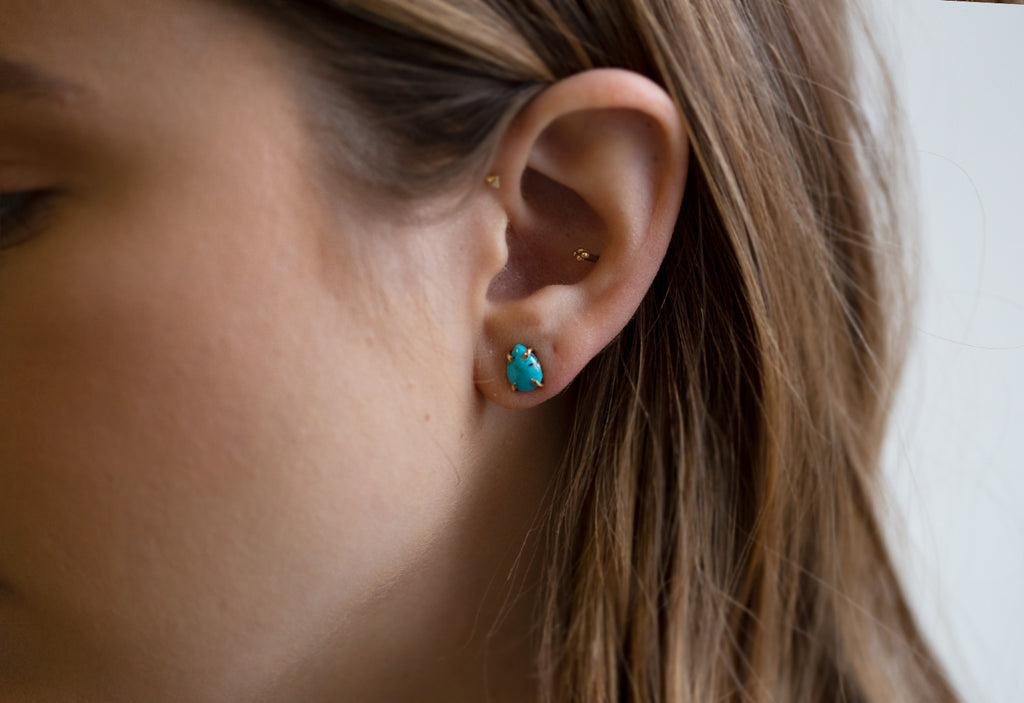 Turquoise Stud Earring Style on Model