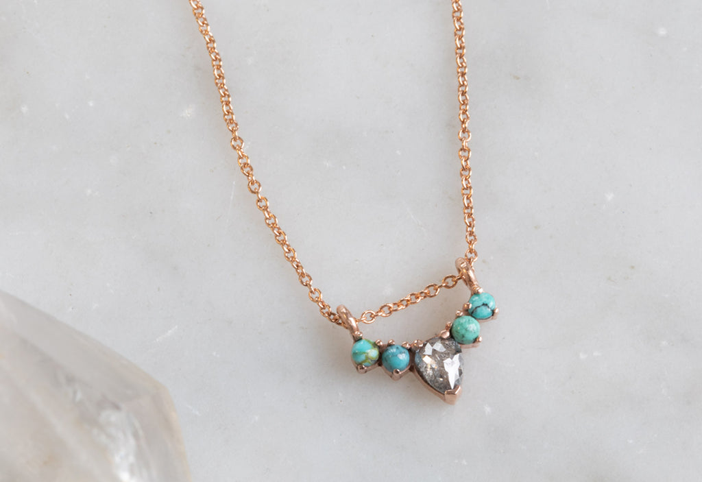 Turquoise + Diamond Sunburst Necklace
