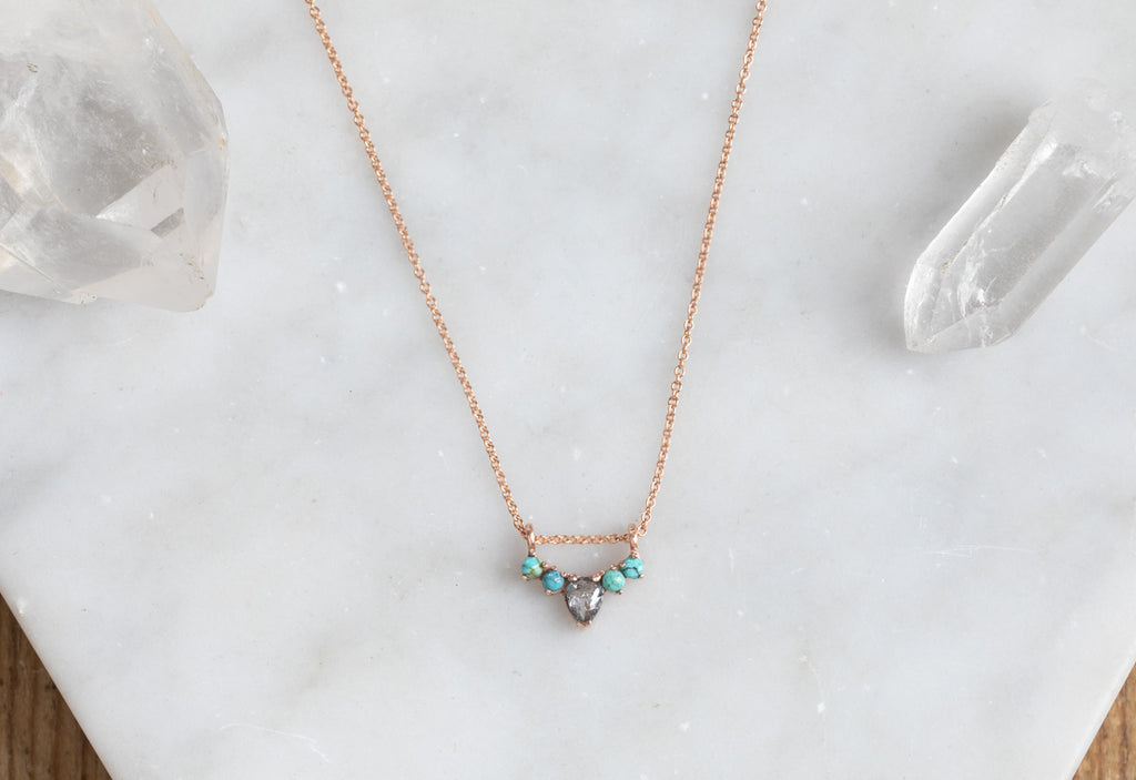 Turquoise + Diamond Sunburst Necklace 
